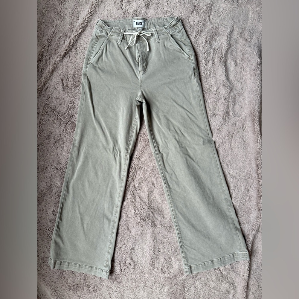 PAIGE Wide Leg Pants in Khaki
